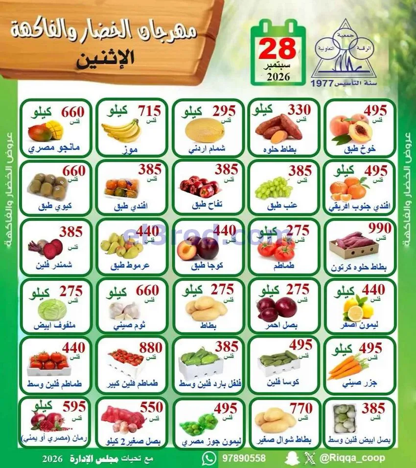 عروض جمعية الرقة التعاونية|28-9-2026