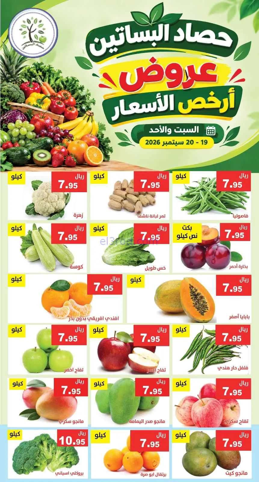 عروض مؤسسة حصاد بساتين السعودية|19 حتى 20-9-2026