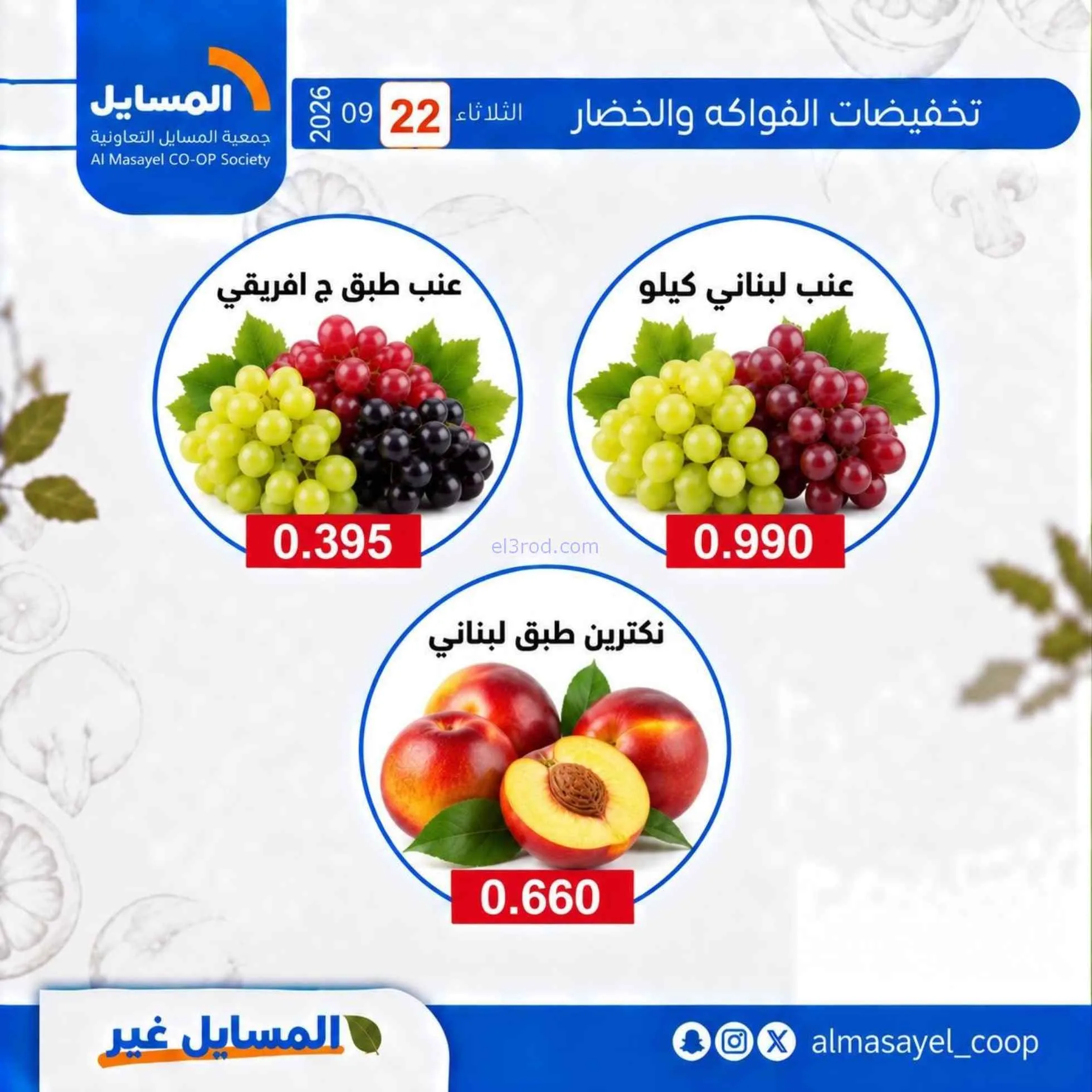 عروض جمعية المسايل التعاونية|22-9-2026
